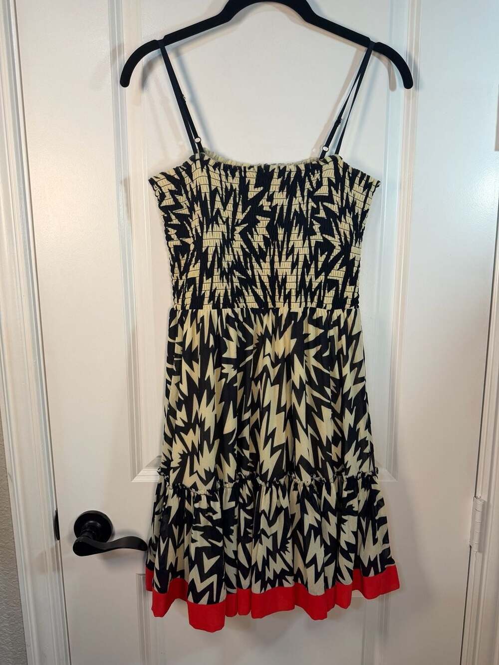 Juicy Couture Smocked Geometric Print Tiered Mini Dress Size S